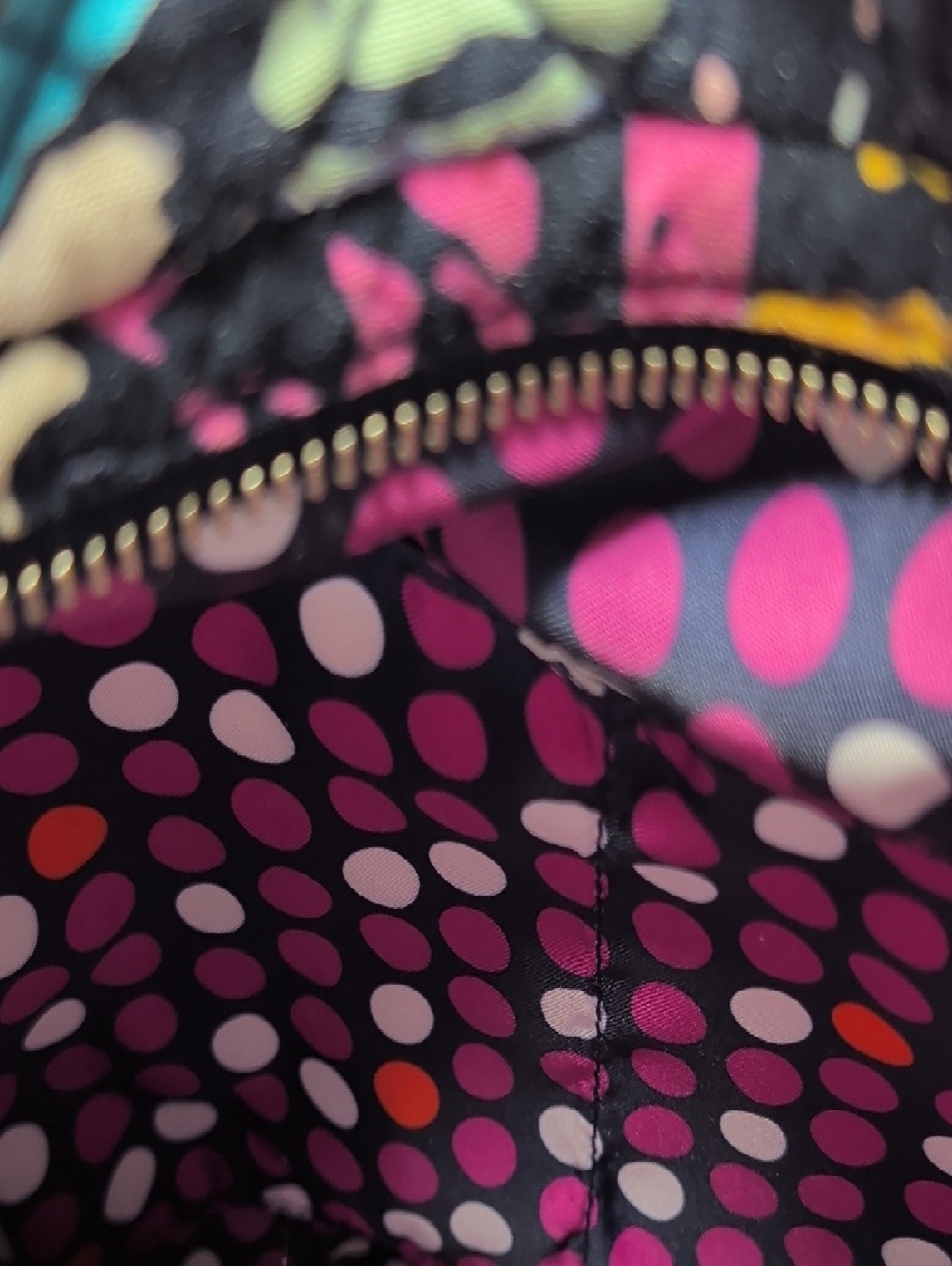 Vera Bradley Triple Zip Hipster Quilted Crossbody Bag Black Butterfly Print - Picture 4 of 9